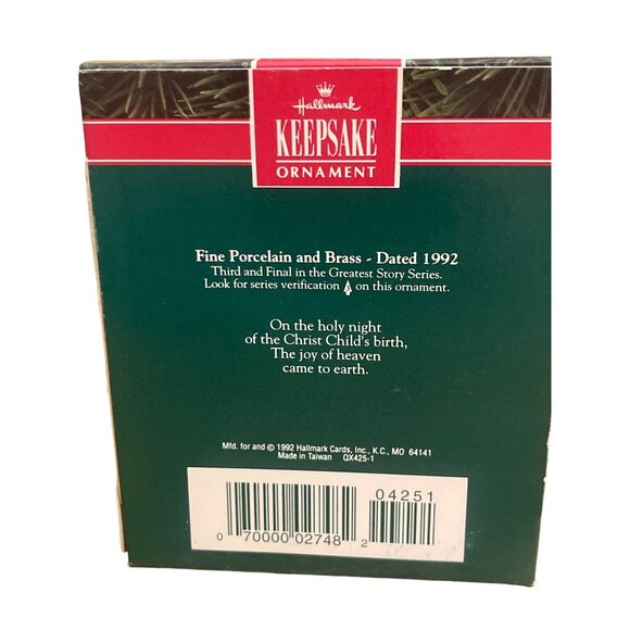 Hallmark Keepsake Ornament 1992 Greatest Story 3rd in Series Porcelain Brass - Picture 2 of 4